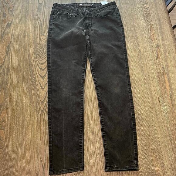 Levi's Womens Slight Curve Skinny Jeans Mid Rise Denim Cotton Blend Black 4/27 - Picture 1 of 12